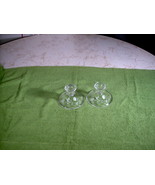 Vintage Avon 24% Lead Crystal Etched Hummingbird Candle Holders 2 pcs. - £7.51 GBP