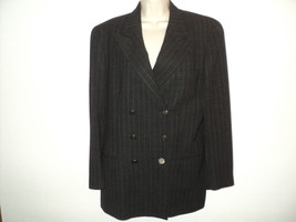 Saks Fifth Avenue Collection Women&#39;s Size 12 Medium Jacket Gray Pin Stri... - £16.21 GBP