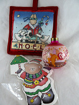 Mary Engelbreit Christmas Morning Glass Ball Hallmark 1993 + potholder +... - $352.89 MXN