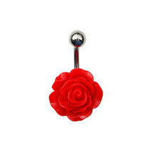 Rose Belly Button Ring - Surgical Steel - 14 Gauge - 16 Color Choices - $154.73 MXN