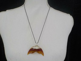 Beachcombers Pendant Necklace Dichroic Glass Dolphin Tail Tricolor Slvr Rd Amber - £20.72 GBP