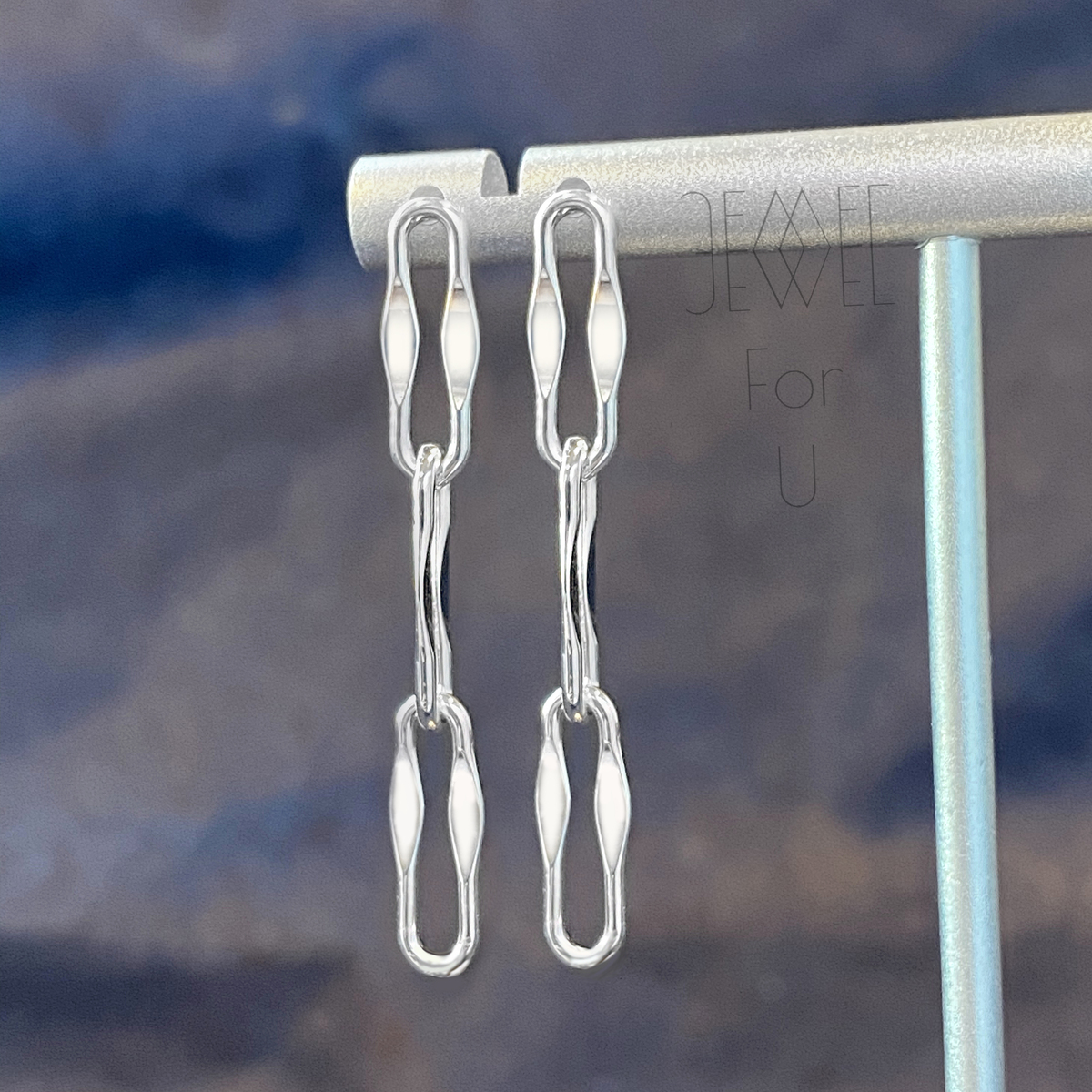 Sterling Silver Chain Link Drop Earrings – 925 Silver - $35.00