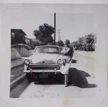 A Grandma In Front Of Her Car Snapshot Photo 1960 - $6.99