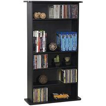 BESTGOODSHOP Black Media Storage Cabinet Bookcase with Adjustable Shelves - £69.86 GBP