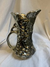 Vintage McCoy Antiqua MCP Ewer Vase No. 641 with grapes silver - $23.95