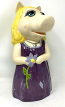 Ceramic Miss Piggy Purple Dress Holding Flower 14 Inches Tall  - £23.91 GBP
