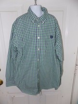 CHAPS Blue/Green/White Plaid Buttton Down/Buttoned Collar Size 14/16 Boy&#39;s EUC - £11.67 GBP