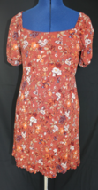 Women&#39;s Live To Be Spoiled Size S Rust Floral Elastic Top Short Sleeve D... - $13.99