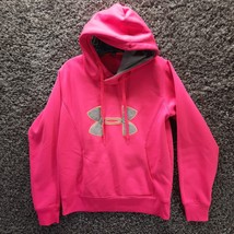Under Armour Hoodie Women Medium Pink Semi Fitted Coldgear Fleece Sweater - £14.52 GBP