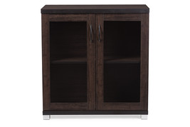 Adelina Dark Brown Sideboard Storage Cabinet w/Glass Doors - $1,978.77 MXN