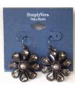 Simply Vera Wang Rhinestone &amp; Faux Pearl Flower Earrings Dangle Daisy - $10.00