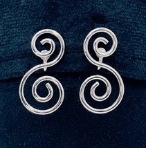 Vintage AVON Silvertone S-Shaped Spiral Coiled Clip On Earrings - $17.42