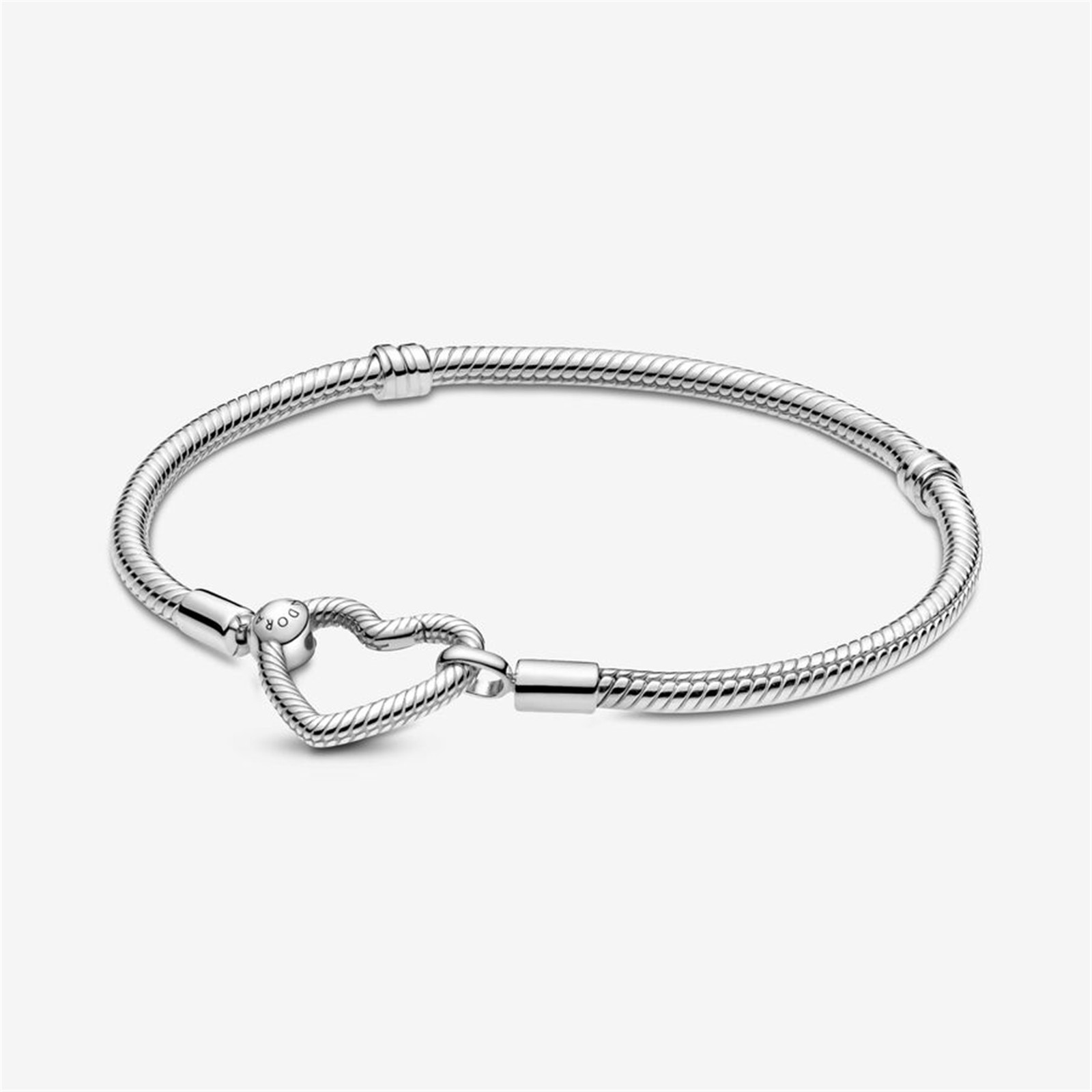 925 Silver Moments Heart Closure Snake Chain Bracelet,Birthday Gift,Gift for Her
