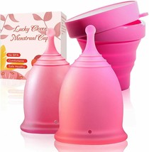 Feminine Menstrual Cups: Set of 2 with Collapsible Silicone Foldable Sterilizing - £13.44 GBP