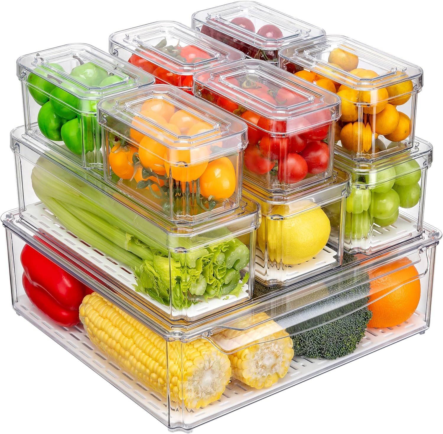 10 Pack Refrigerator Organizers And Storage, Stackable Fridge, Vegetable... - $44.92