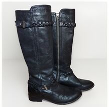 Johnson and Murphy Braided Boots Womens 6.5 Black Nubuck Leather Harness... - $56.62