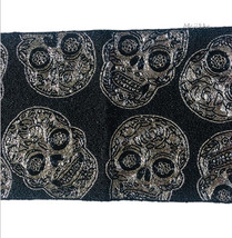 Christian Siriano Halloween Beaded Skull Table Runner 13&quot;x36&quot; Black Gothic Scary - £70.24 GBP