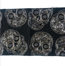 Christian Siriano Halloween Beaded Skull Table Runner 13&quot;x36&quot; Black Gothic Scary - £70.18 GBP