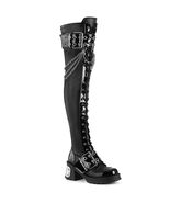 Demonia BRATTY-304 2" Chunky Heel Platform Over The Knee Boots Chains Bu... - $86.37