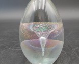 Art Glass Egg Attributed To Eickholt Iridescent Abstract Paperweight Sig... - $29.69