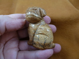 (Y-DOG-SH-721) Tan Jasper Shar Pei Pug Sharpei Dog Gemstone Figurine Carving - £13.79 GBP