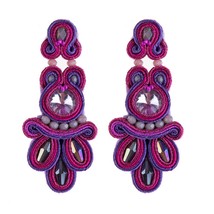 KpacoTa Soutache fashion colourful crystals purple Earrings Ethnic big Trendy je - £16.88 GBP