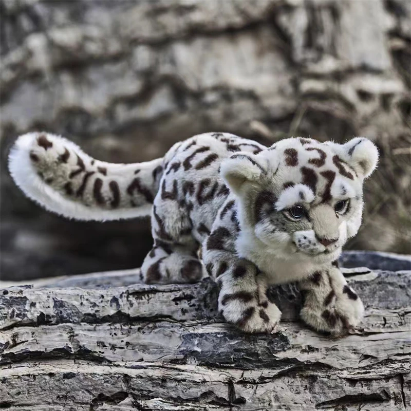 Snow Leopard Plush Toy High Fidelity Cute Snow Panther Plushie Lifelike Animals - £29.12 GBP