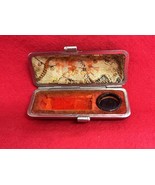 Vintage 1960 Ladies Rouge Pot Case Faux Snake Design Brass Trim Pocket Size - $168.17 MXN