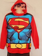 Superman Boys Hoodie Size Large XL Hooded Sweatshirt Costume Mask NEW DC Comics - £19.53 GBP