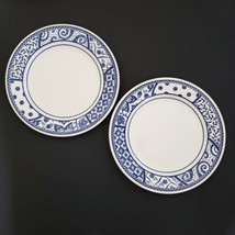 Churchill Staffordshire Dinner Plates Blue White CCH9 Geometric Set of 2 - $44.55