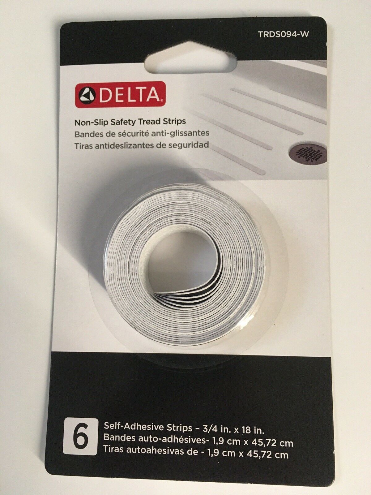Primary image for Delta Bath & Shower Safety Treads ~ White ~ Non-Slip Strips (6 in pack)