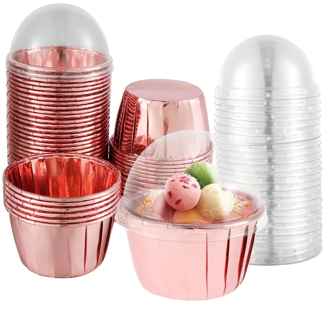 50Pcs Foil Cupcake Liners Aluminum Cake Cups Heat Resistant Baking Cups ... - $19.87