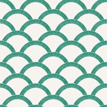 Emerald Green Mosaic Scallop Tempaper Removable Peel And Stick Wallpaper... - £26.95 GBP