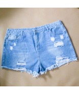 Womens Shein 3XL Distressed Denim Jean Shorts With Frayed Hem &amp; Pockets - $205.31 MXN