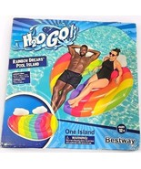 Bestway 2-Person Inflatable Pool Float Rainbow Dreams Swim 64.5x58&quot; New - $20.56