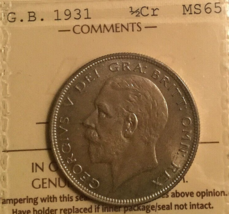 1931 Great Britain George V .500 Silver Half Crown - ICCS MS-65 - £196.25 GBP