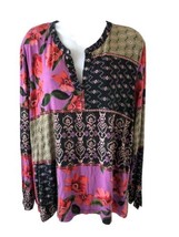 Johnny Was zanda split neck top in Multicolor Size XL - $102.63