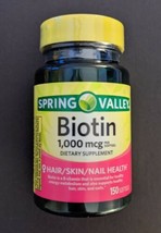 Spring Valley Biotin 1000mcg 150-CT Nail Skin Hair Health SAME-DAY SHIP - £10.54 GBP