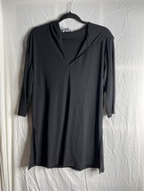 J. Valdi Women&#39;s Shirt Size Medium Black Top With Hood Slits On Side Cov... - £12.33 GBP