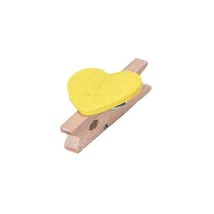20Pcs Mini Love Heart Wooden Clothes Pin Birthday Wedding Photo Clips Peg Yellow - £4.74 GBP