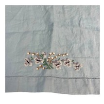 Blue Floral Embroidered Tea Towel Vintage Cottage Country Core 12x19 Kit... - £17.21 GBP
