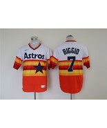 Men’s Craig Biggio #7 Retro Rainbow Stripe White Orange Baseball Jersey - $45.00