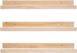 The Mbyd 24 Inch Floating Shelves Natural Wood Set Of 3 Wall, 3 Same Dimensions. - £38.45 GBP