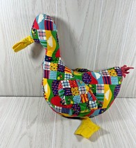1970s vintage handmade decorative plush goose duck colorful patchwork print 70s - £19.50 GBP