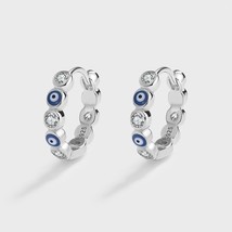 NEW Classic Sapphire Eye Round Full Earrings For Women Blue Original S925 Silver - £10.47 GBP