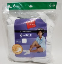 Hanes Womens&#39; 6 Pack Cushioned Ankle Socks, White Size 5-9 - £14.00 GBP