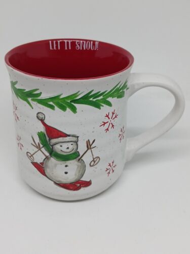Sheffield Home “LET IT SNOW!”  Snow Man Skiing Coffee Cup / Mug 16 oz - $11.09