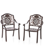 Patio Cast Aluminum Dining Chairs Set of 2 Metal Armchairs Stackable-Cop... - £201.26 GBP