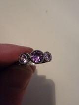 Vintage Estate Ring Silver 3 Purple Gemstones Size 9 - £21.96 GBP