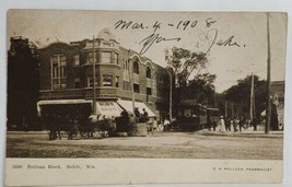Beloit Wisconsin Britton Block Trolley Horse Wagons  1908 Adverts Postca... - $16.95